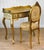 Vintage Italian Rococo Gold Giltwood Writing Desk Vanity W/ Chair For Sale - Image 4 of 14