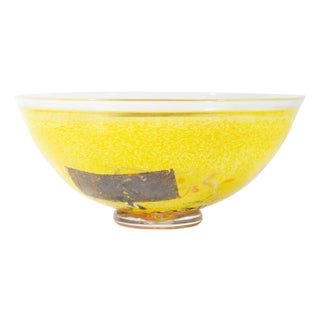 Bertil Vallien Kosta Boda “Satellite” Yellow Glass Bowl For Sale