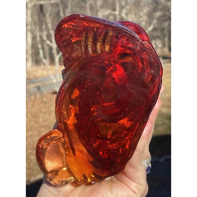 Glass Rare Large Cambridge Amber Glass Buddha Bookend Figurine Art Deco Antique For Sale - Image 7 of 12