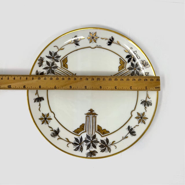 Art Deco Stunning Antique Stouffer Hand Painted Art Deco Plate For Sale - Image 3 of 5