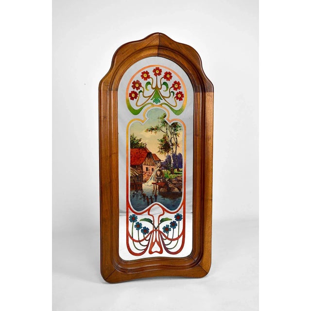 Art Nouveau Mirror with Bucolic Painted Scene, 1900s For Sale - Image 18 of 18