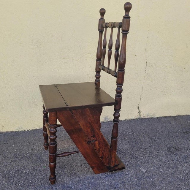 19th Century Convertible Library Step Stool Chair For Sale - Image 3 of 15