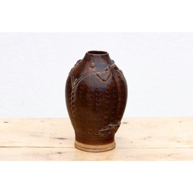 Mid-Century Glazed Fish Shape Vase For Sale - Image 4 of 9