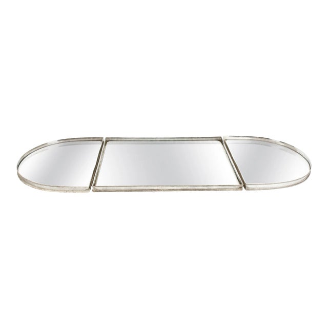 English Silver Plated Mirrored Three-Piece Table Plateau / Centerpiece - Set of 3 For Sale