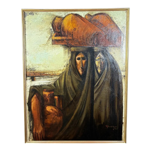 Monumental 1968 Fermin Hernandez Garbayo Spanish Expressionist Oil Painting a Thousand Words