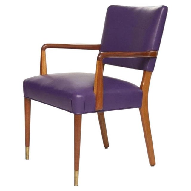 1960s Mid-Century Modern Danish Purple Leather and Wood Armchair, 1960 For Sale - Image 5 of 5