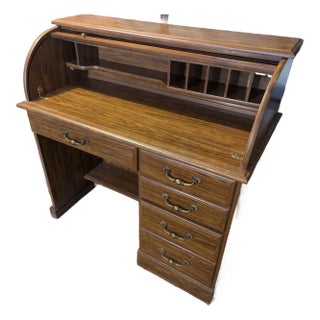 1970s Classic Oak Rolltop Desk For Sale