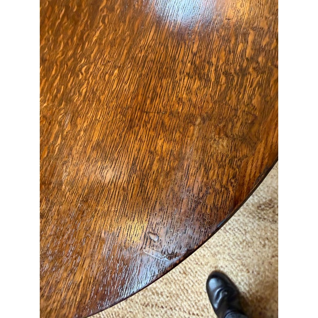 American Empire Style Tiger Oak Wood Library Table For Sale - Image 12 of 12