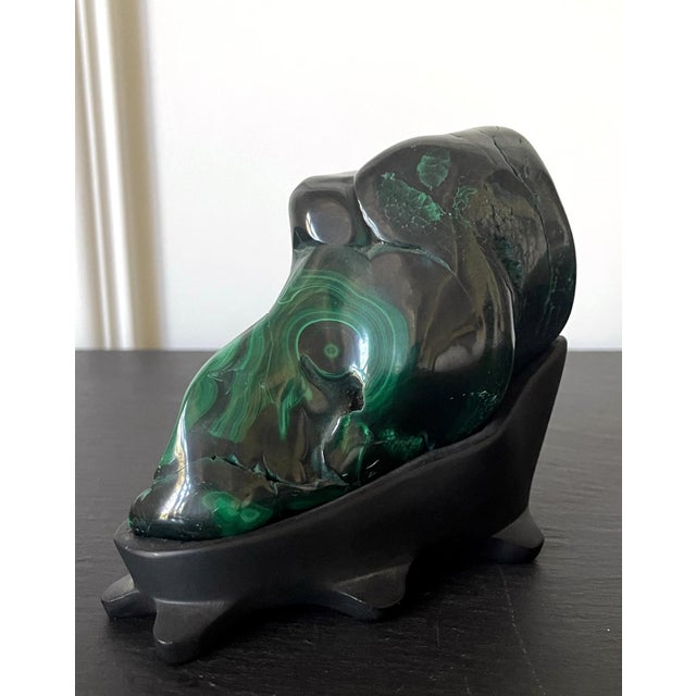 Green Malachite Rock Specimen on Display Stand as a Viewing Stone For Sale - Image 8 of 10