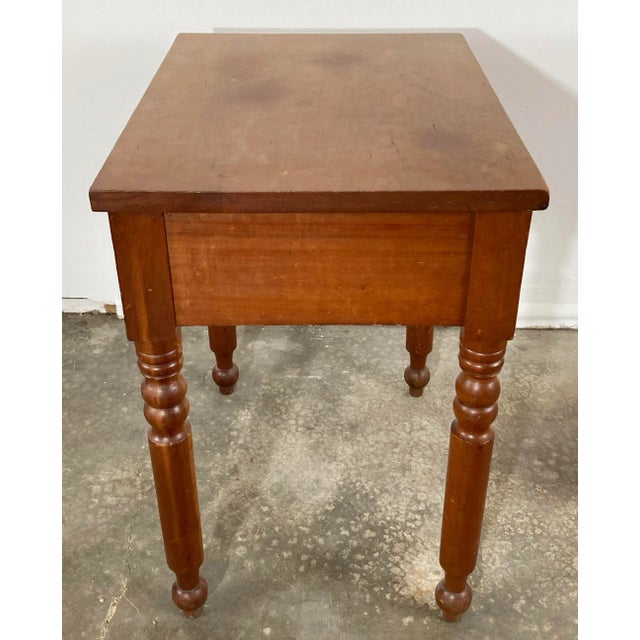 Late 19th Century Antique Early American Turned Wood Single Drawer Side Table For Sale - Image 5 of 10