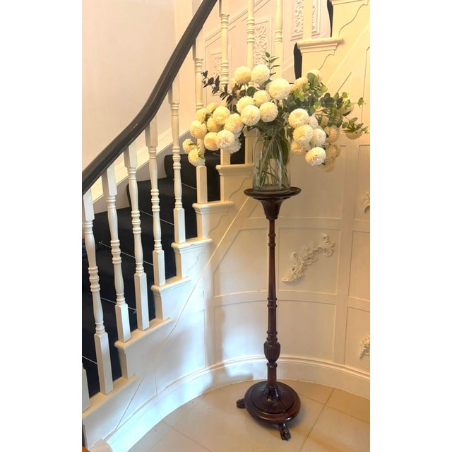 Antique Victorian Carved Mahogany Torchere Plant Stand, 1860 For Sale - Image 3 of 12