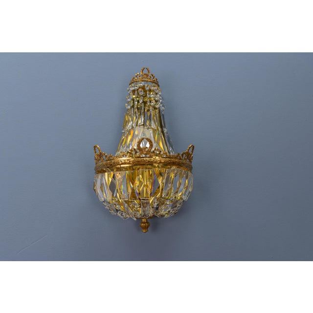 German Empire Style Crystal Glass and Brass Sconce by Palwa, 1960s For Sale - Image 10 of 18