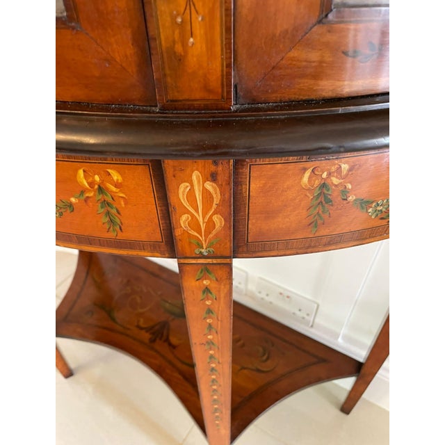 Victorian Satinwood Display Cabinet with Original Painted Decoration, 1880s For Sale - Image 16 of 17