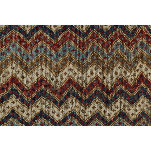 Tribal 2010s Rug & Kilim’s Antique Tribal Style Rug in Red, Blue, Brown & White Patterns For Sale - Image 3 of 8