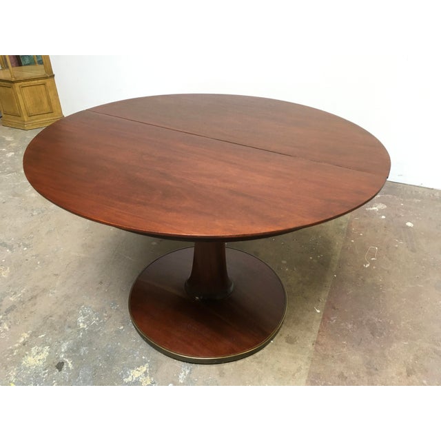 T H Robsjohn Gibbings Expandable Round Mahogany Dining Table