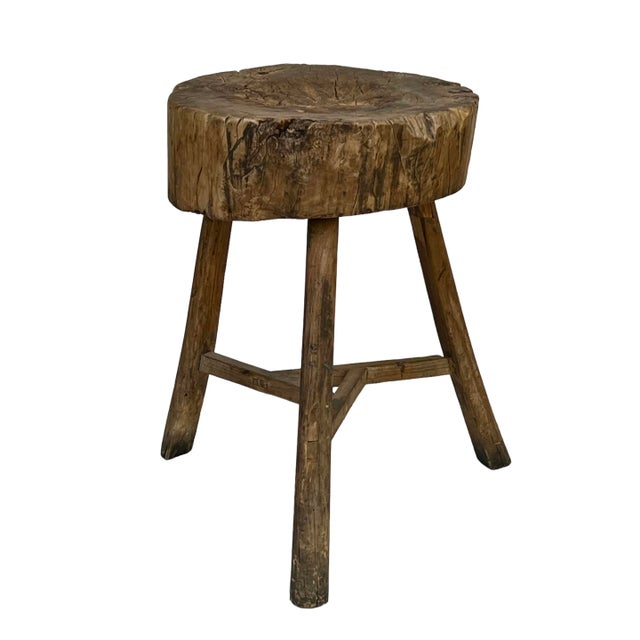 This antique chopping block comes loaded with personality, as well as a very desirable color and patina. It was hand-hewn...