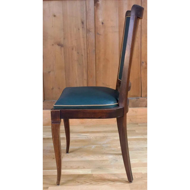 Art Deco Wooden Armchairs in Green Imitation Leather, 1950, Set of 4 For Sale - Image 5 of 9