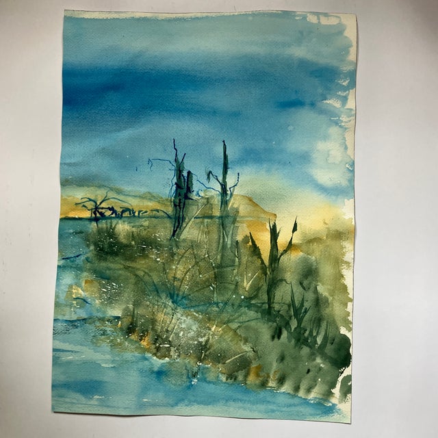 Original double sided watercolor painting on heavy paper signed on 1 approximately 12 x 16.5 unframed