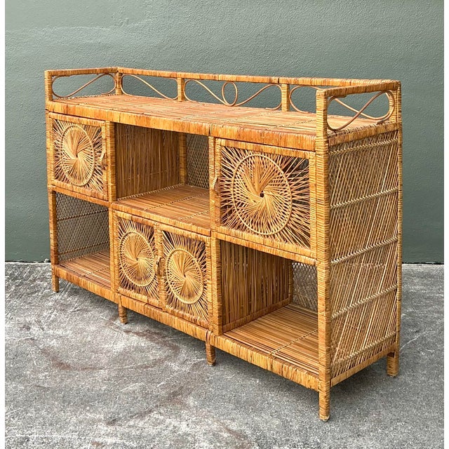 Vintage Woven Rattan Starburst Credenza For Sale In West Palm - Image 6 of 12