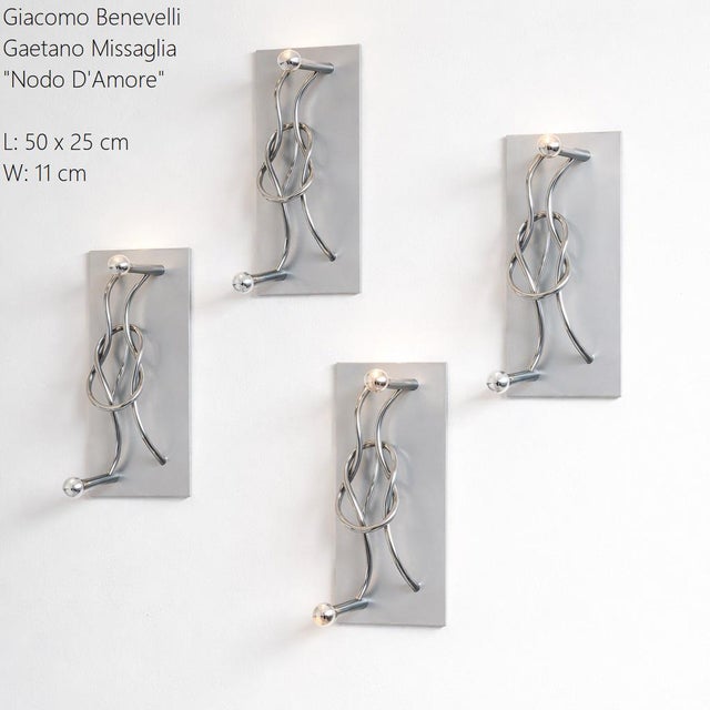 Nodo dAmore Wall Lamp by Giacomo Benevelli for Gaetano Missaglia For Sale - Image 5 of 8