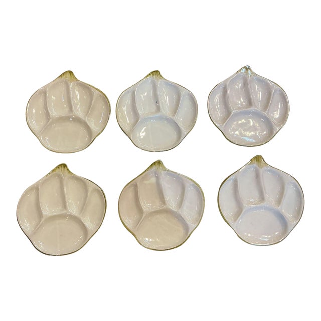 1960s Set of 6 Italian Majolica Fondue Plates For Sale