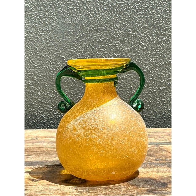 Vintage Italian Hand Blown Glass Vase For Sale - Image 11 of 12