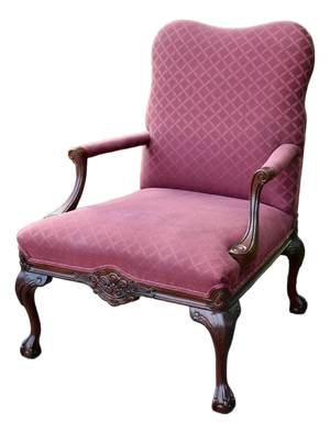 Vtg. Centruy Chippendale Style Mahogany Library Arm Chair W/Claw Foot