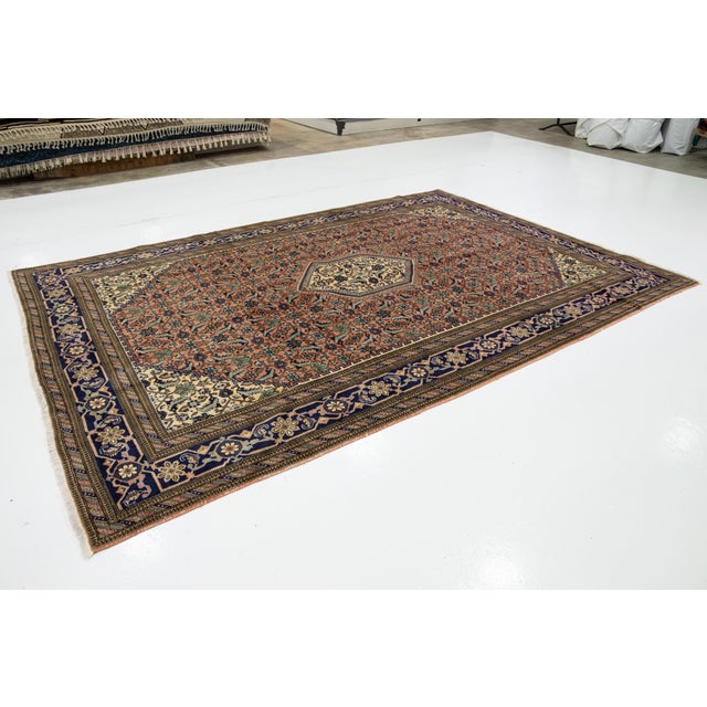 Persian Allover Designed Vintage Tabriz Wool Rug With Terracotta Color For Sale - Image 3 of 10