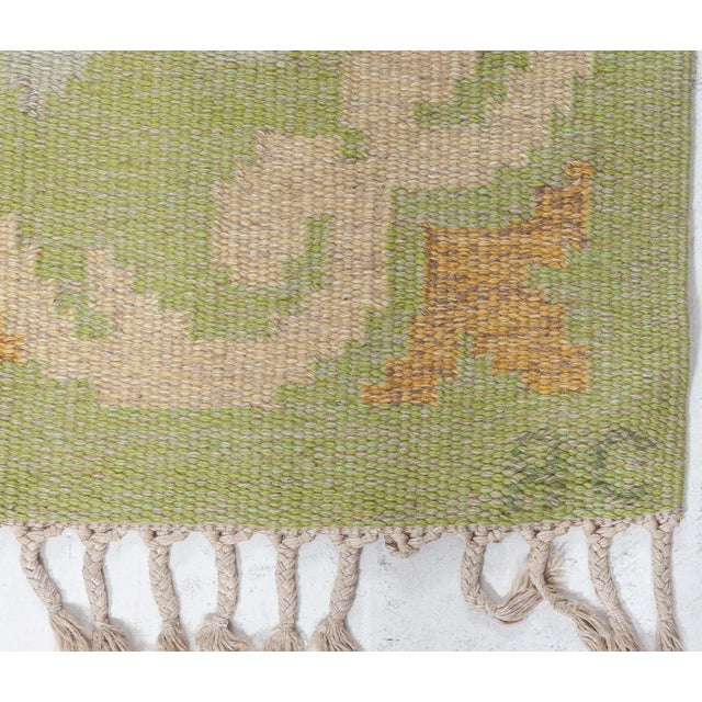 Textile Doris Leslie Blau Vintage Swedish Flat Woven Rug by Rakel Carlander For Sale - Image 7 of 9