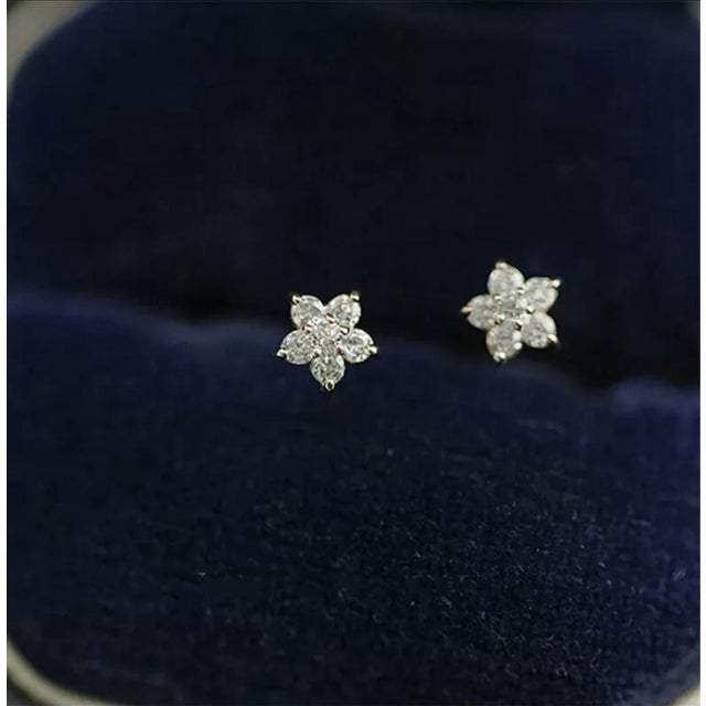 14k Solid Gold Diamond Five Pointed Star Earrings - 2 Pieces For Sale - Image 4 of 10