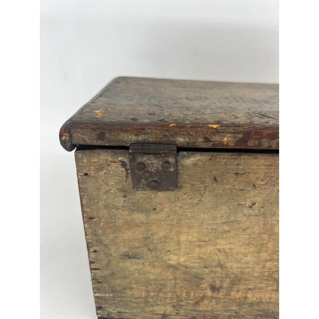 Wood Antique Primitive American Paint Decorated Tool or Document Storage Box For Sale - Image 7 of 13