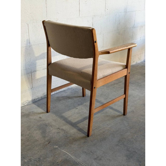 Wood Oak Armchair With Upholstered Seat Danish Mid-Century Modern Vintage For Sale - Image 7 of 11