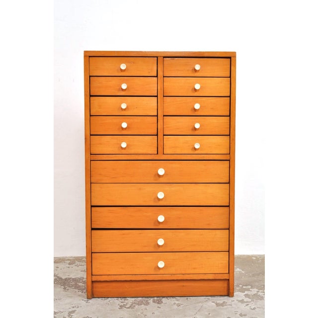 Vintage School Chest of Drawers in Beech, 1950s For Sale - Image 4 of 10