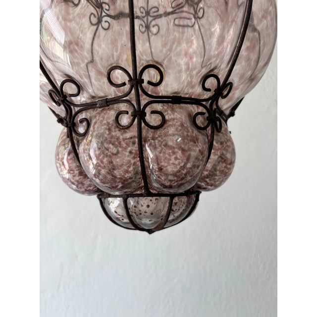 1950s 1 of 3 Big Mid-Century Seguso Murano Amethyst Blown Tortoise Lantern Chandelier For Sale - Image 5 of 9