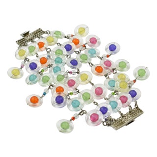 Erickson Beamon Multicolor Lucite Link Bracelet With Dangle Charms For Sale