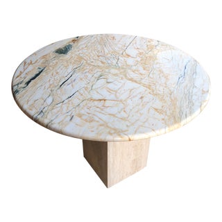 Vintage Marble Pedestal Side Table For Sale