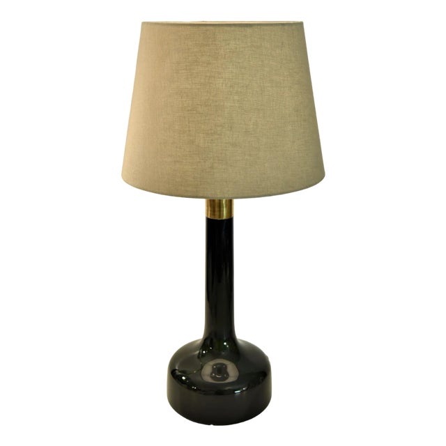 Dark Green Glass Table Lamp by Holmegaard for Le Klint, Denmark For Sale