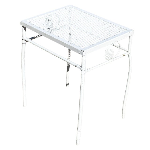 1950s Mid-Century Wrought Iron Outdoor/ Patio Scrolling Side Table For Sale - Image 5 of 6