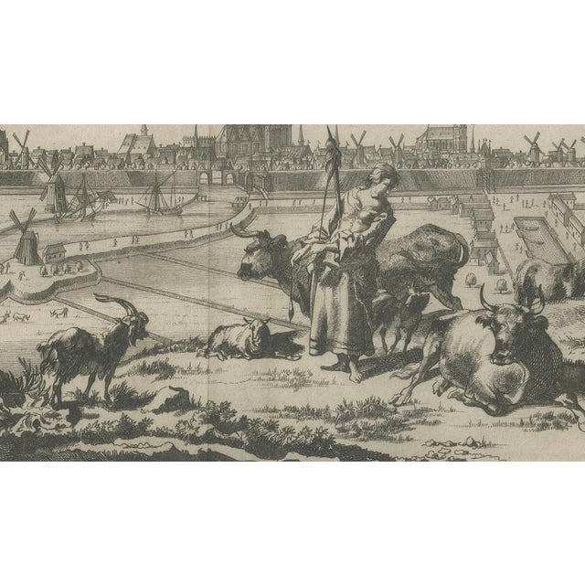 Gold van der Aa, Groningen Across the Fields — Dutch City View, 1710s, Engraving For Sale - Image 8 of 11