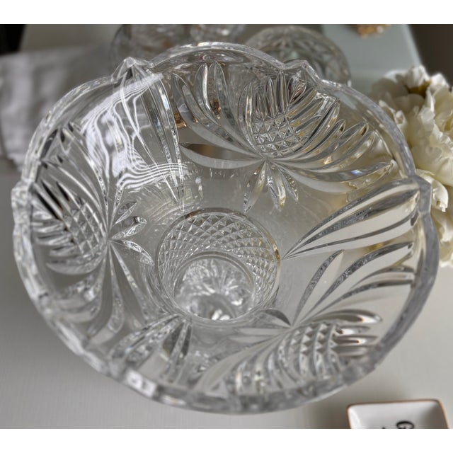 Transparent Large Crystal Peony Vase Shannon Crystal Designs of Ireland, Godinger, 24% Lead Crystal For Sale - Image 8 of 9