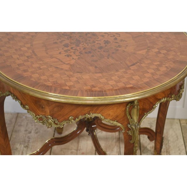 Louis XV Style Ormolu and Parquetry Circular Centre Table, 1890s For Sale - Image 11 of 16