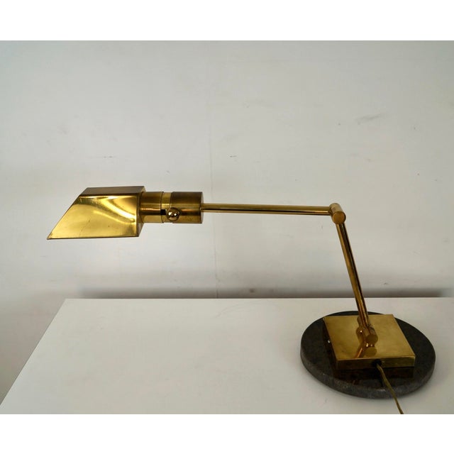 1970s 1970’s Mid-Century Modern Brass & Marble Desk Lamp For Sale - Image 5 of 12