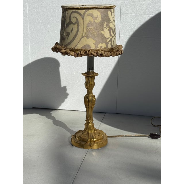 Mid 19th Century Mid 19th Century Signed French Louis XV Style Boudoir Lamp With Fortuny Shade For Sale - Image 5 of 16