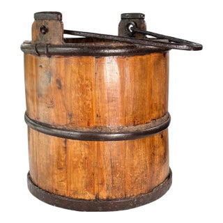 19th C. Hand-Forged Wood and Iron Well Bucket For Sale