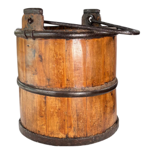 19th C. Hand-Forged Wood and Iron Well Bucket