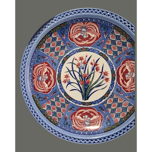 Imari Porcelain Vintage Asian Japanese Imari Floral Phoenix Bird Platter For Sale - Image 4 of 10