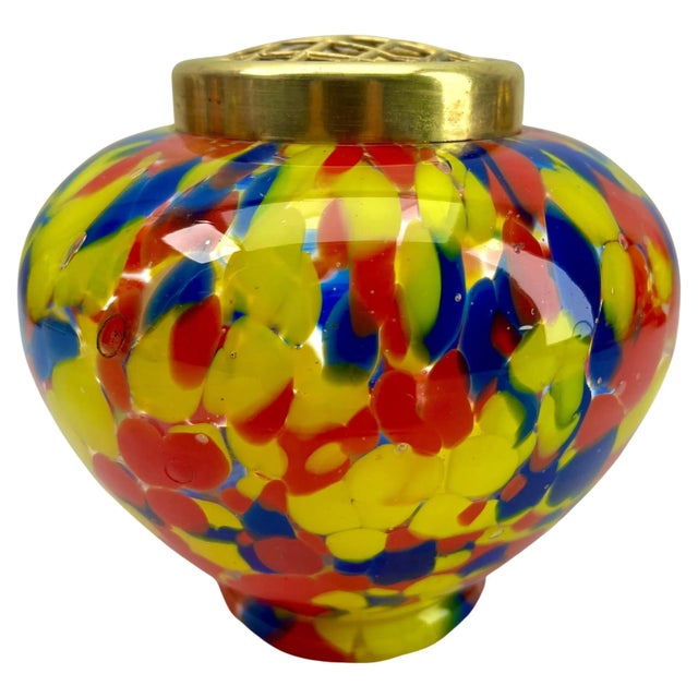 Pique Fleurs Vase in Multi Color Decor with Grille, 1930s For Sale - Image 12 of 12
