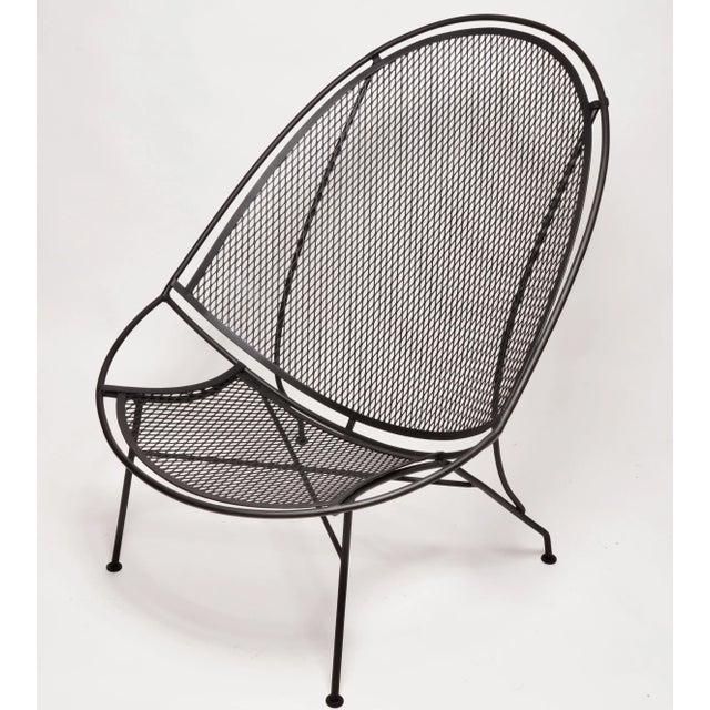 Vintage Salterini Mid-Century Modern Radar Black Metal Patio Chair, Attributed For Sale In Miami - Image 6 of 12
