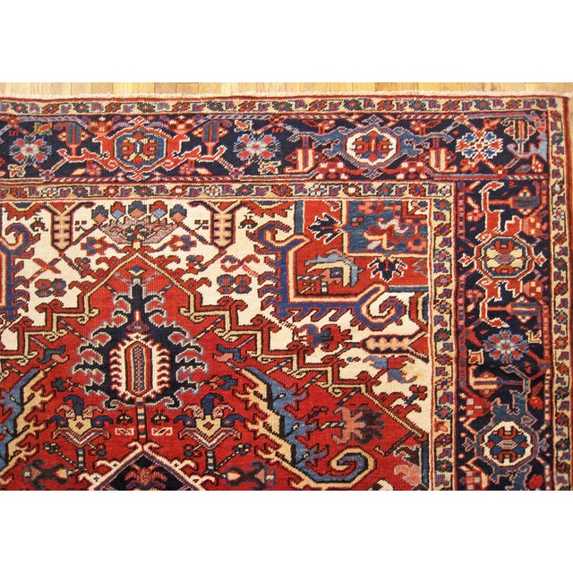 Red Vintage Persian Decorative Oriental Heriz Rug in Room Size For Sale - Image 8 of 10