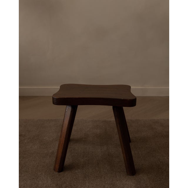 Brown Vintage Organic Shaped Wooden Stool For Sale - Image 8 of 8